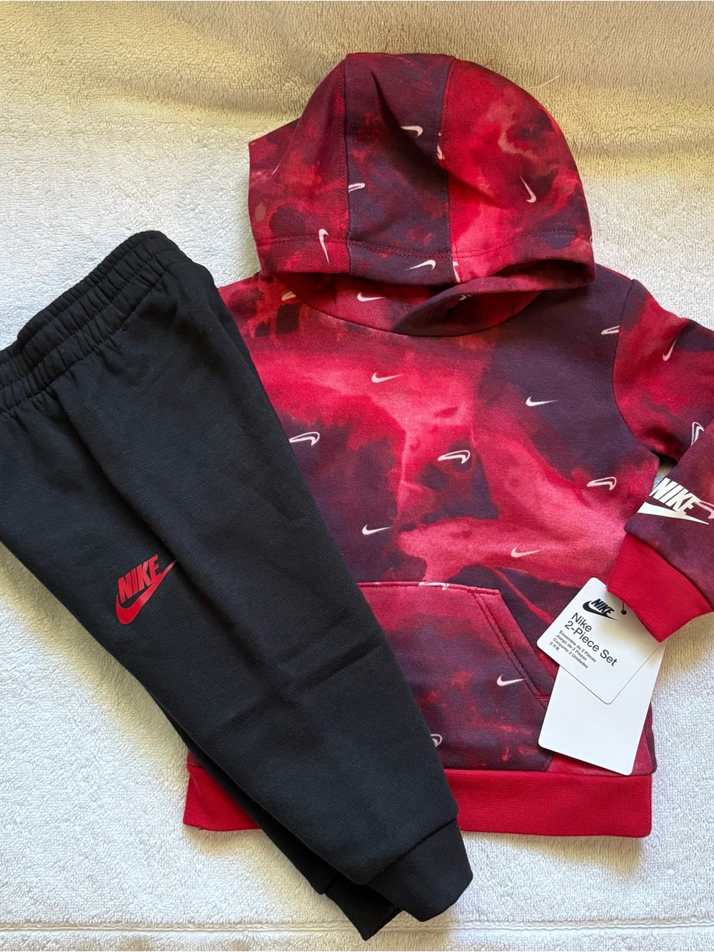 Nike Red & Black Kids Hoodie and Joggers Set